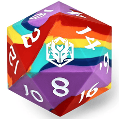 Hymgho Dice: 55mm D20 Rubber Silicone Chonk Rainbow Realms HY00426